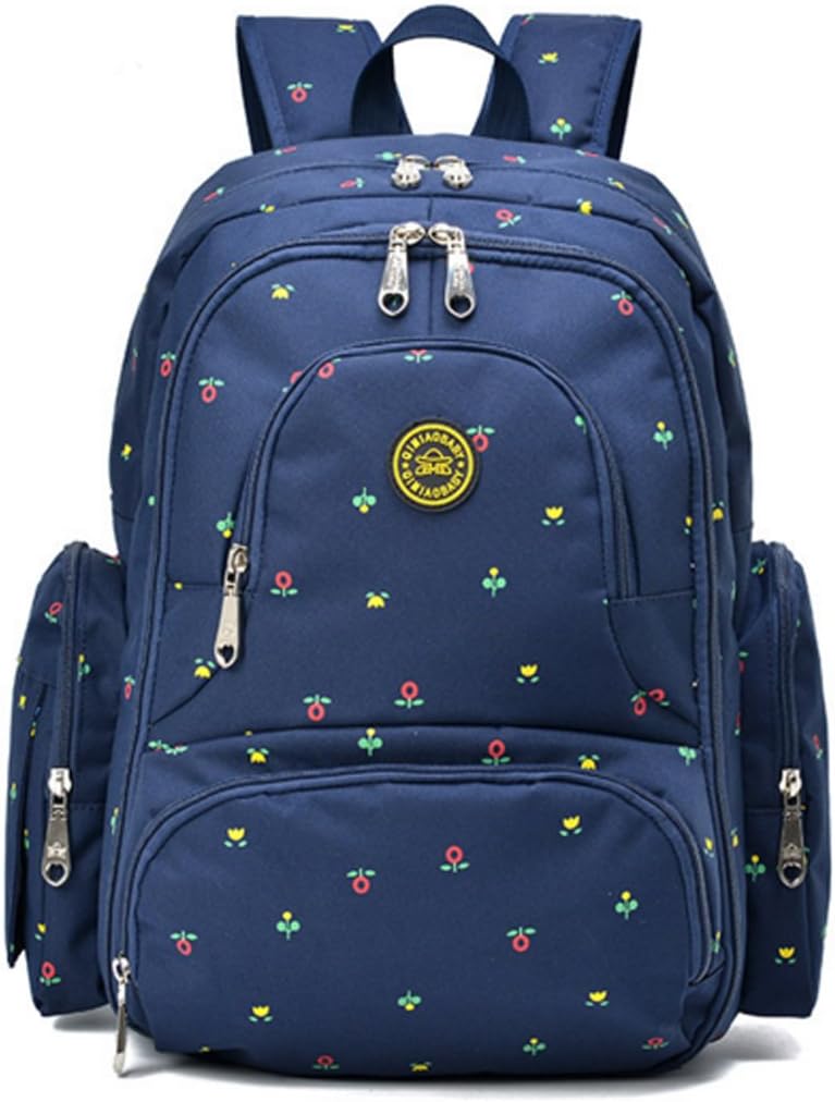 Traveling Baby Diaper Backpack with Changing Pad and Pair of Stroller Straps, 43x30x18-cm, Blue Floral