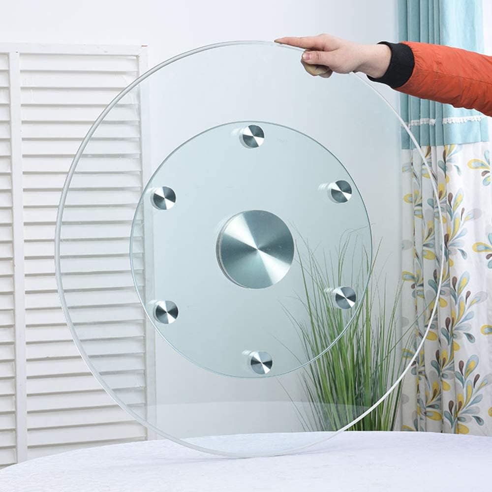 Plateau tournant Lazy Susan en verre trempé pour table de salle à manger – Plateau de service rond avec roulettes, idéal pour partager et divertir facilement, parfait pour les assiettes de 50,8 cm