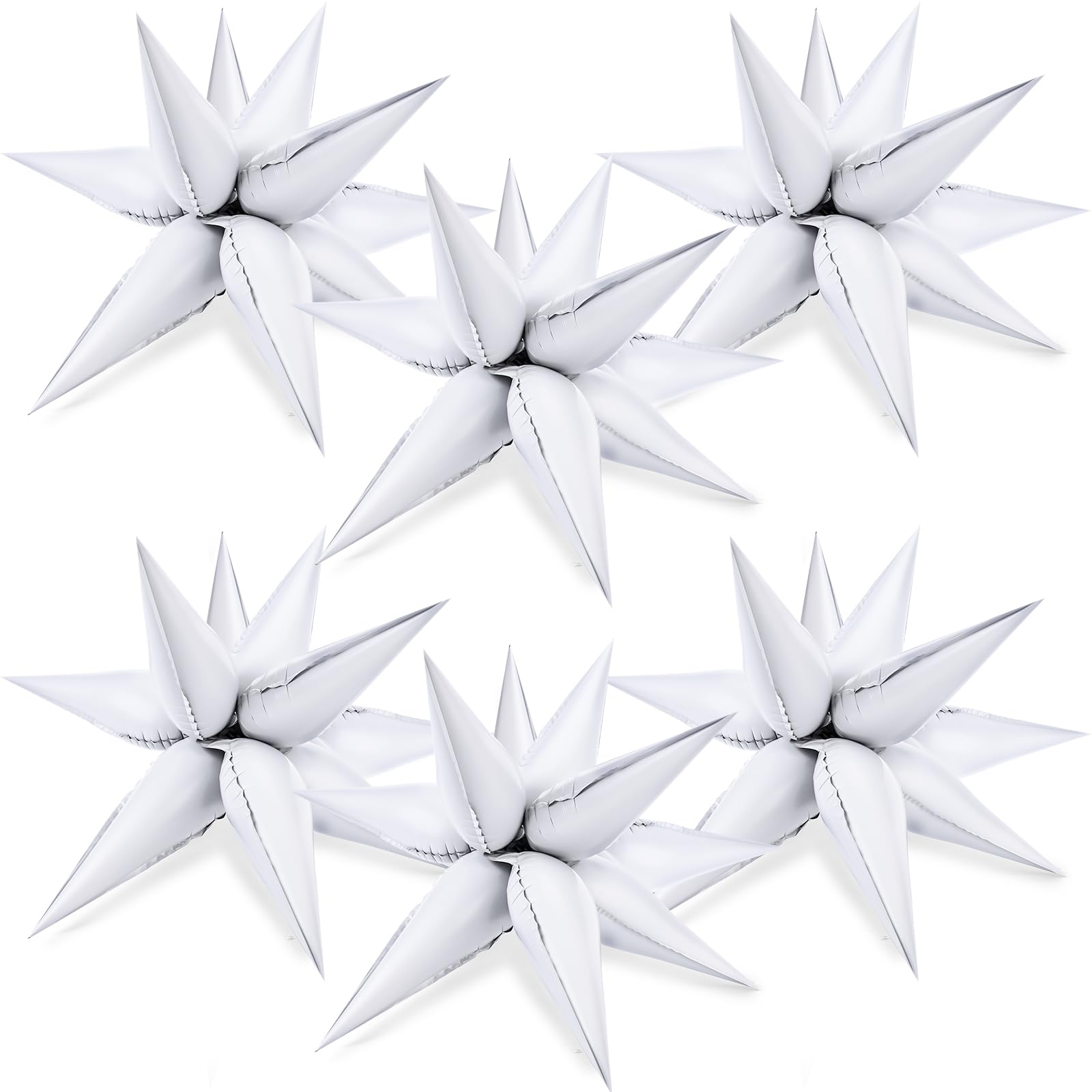 Shindel White Star Balloons, 96PCS Spike Starburst Balloons 12 Point Foil Explosion Balloons for Birthday Wedding Baby Shower Anniversary Backdrop Bachelorette Party Decorations