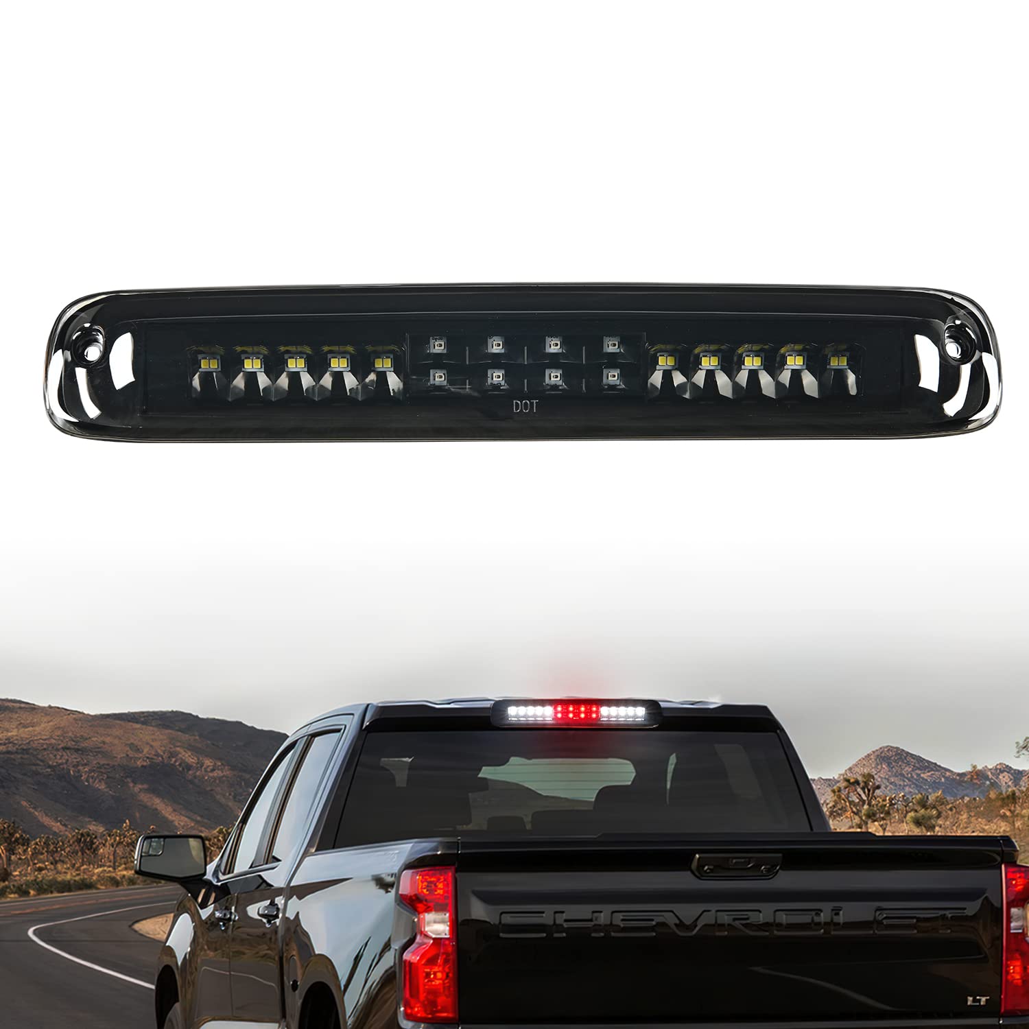 Nilight Third Brake Light Tail High Mount 3rd Stop Cargo Reverse LED Lights For 1999-2006 Chevy Silverado GMC Sierra 1500 2500 3500HD 2007 HD Classic