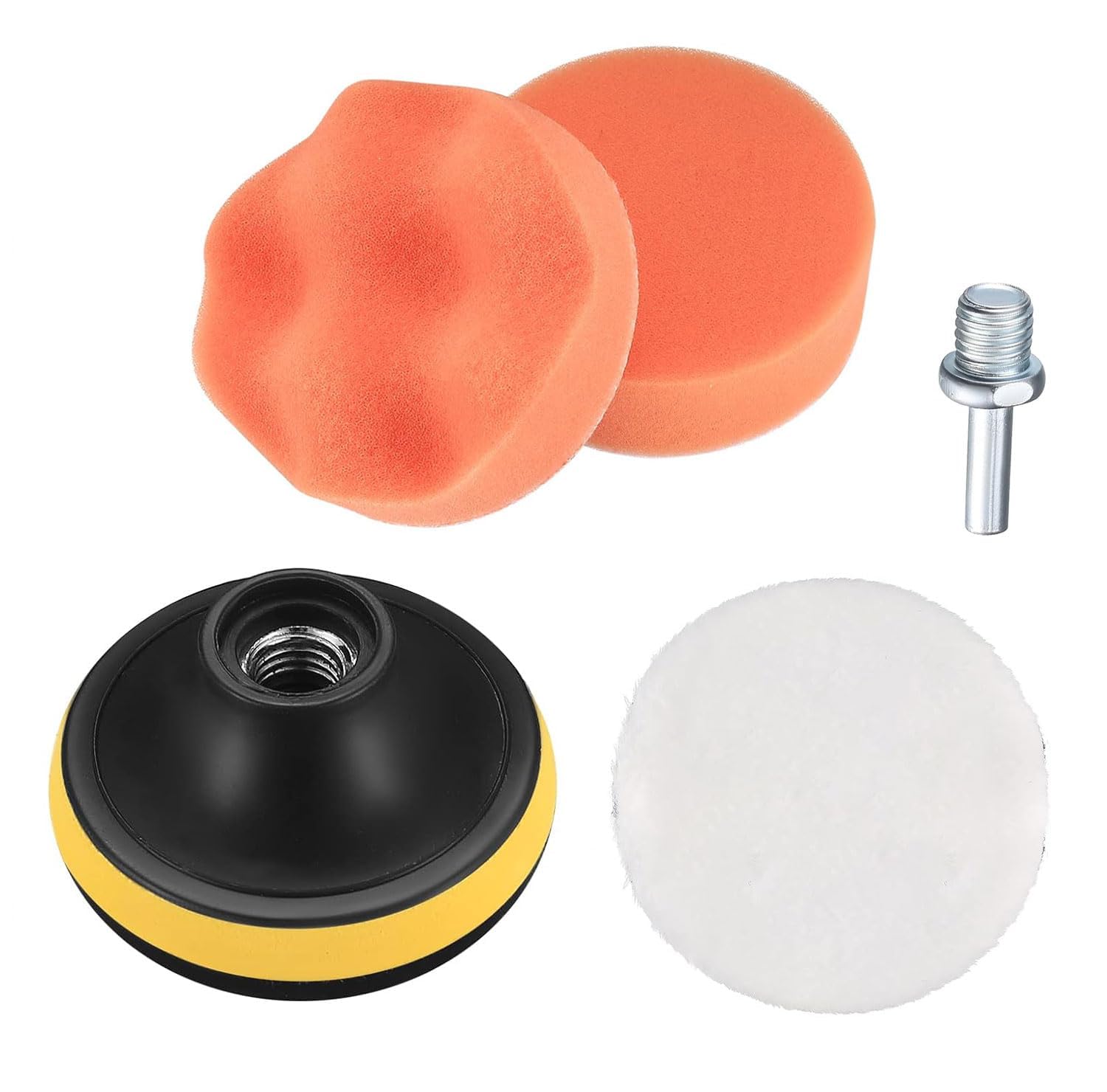 YUISI Car Foam Drill 3-Inch Polishing Pads Kit, Compound Automotive Polisher Car Wash Cleaning Tools, Sealing Glaze, Foam Pads Of Drill Polisher Attachment (5Pcs)