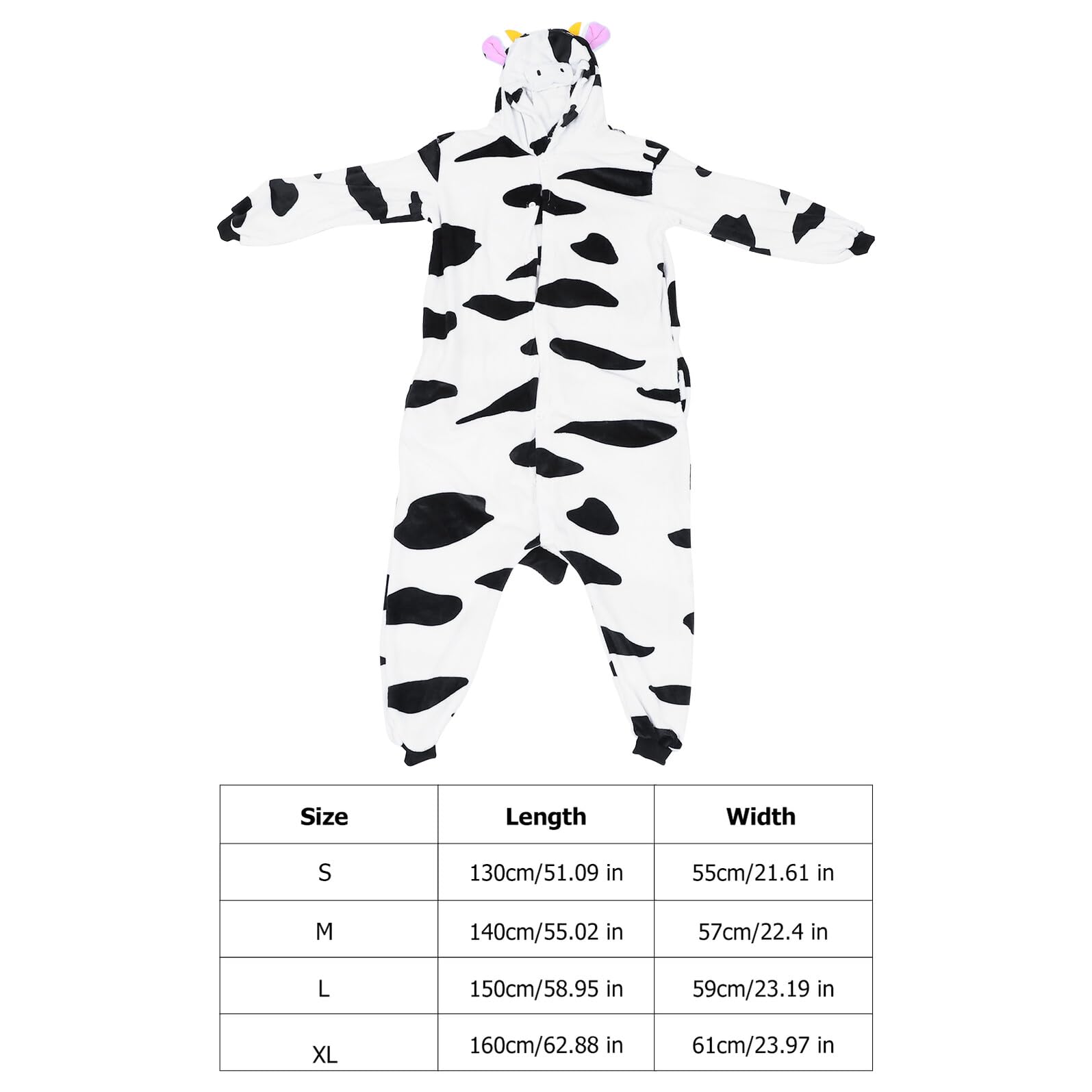 FRCOLOR Pigiama Bambina Invernale in Flanella Motivo Mucca Cartoon Unisex Morbido e Traspirante per Casa e Cosplay