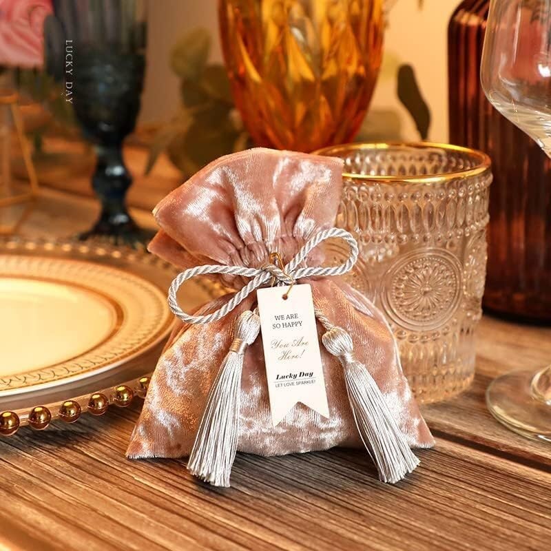 worki prezentów z liną Opakowanie 10 torebek prezentowych z aksamitu, wielokolorowych, w różnych rozmiarach, idealnych na wesele, baby shower i inne przyjęcia(M,13x16cm)