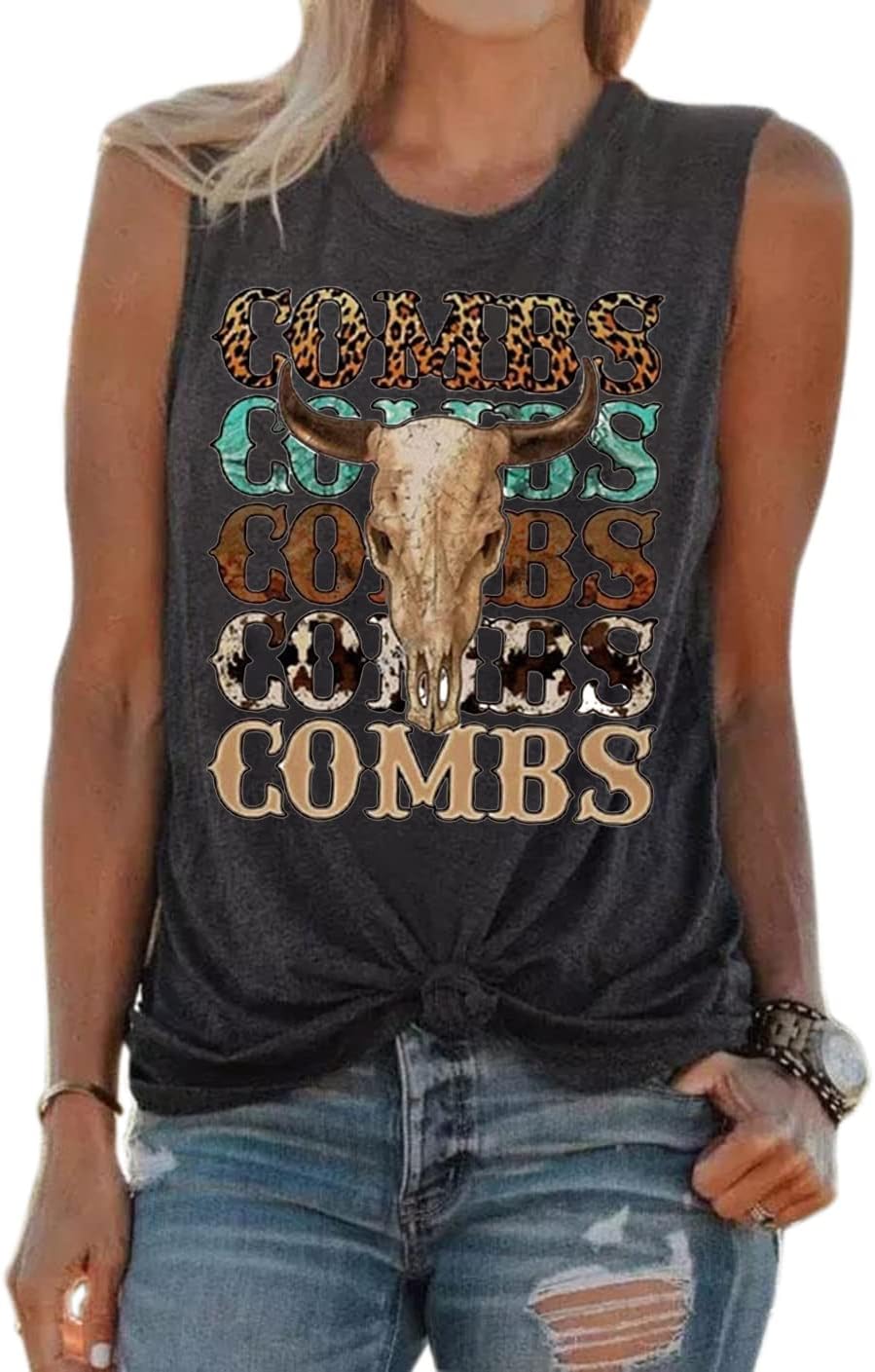 Long Live Cowboys Tank Shirt Women Casual Sleeveless Vintage Country Music Shirt Funny Letter Print Graphic Tank Vest - Image 3
