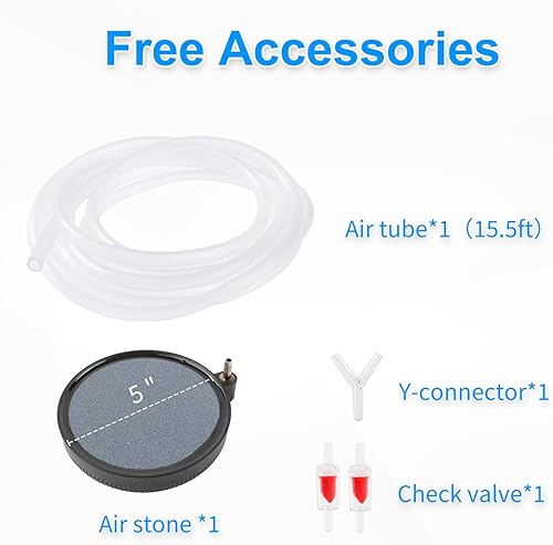 Miniatura 4 de Coospider Bomba de aire de acuario mejorada de 12 W, burbujeador de acuario ultra silencioso, doble salida para pecera, flujo de aire ajustable para