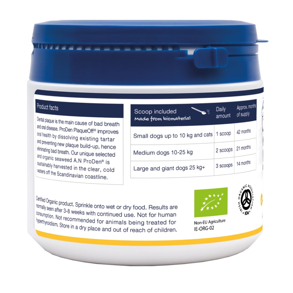 ProDen PlaqueOff Powder for Dogs & Cats, Tartar & Bad Breath Remover with 100% Natural Teeth Cleaner and Plaque Remover 420 g