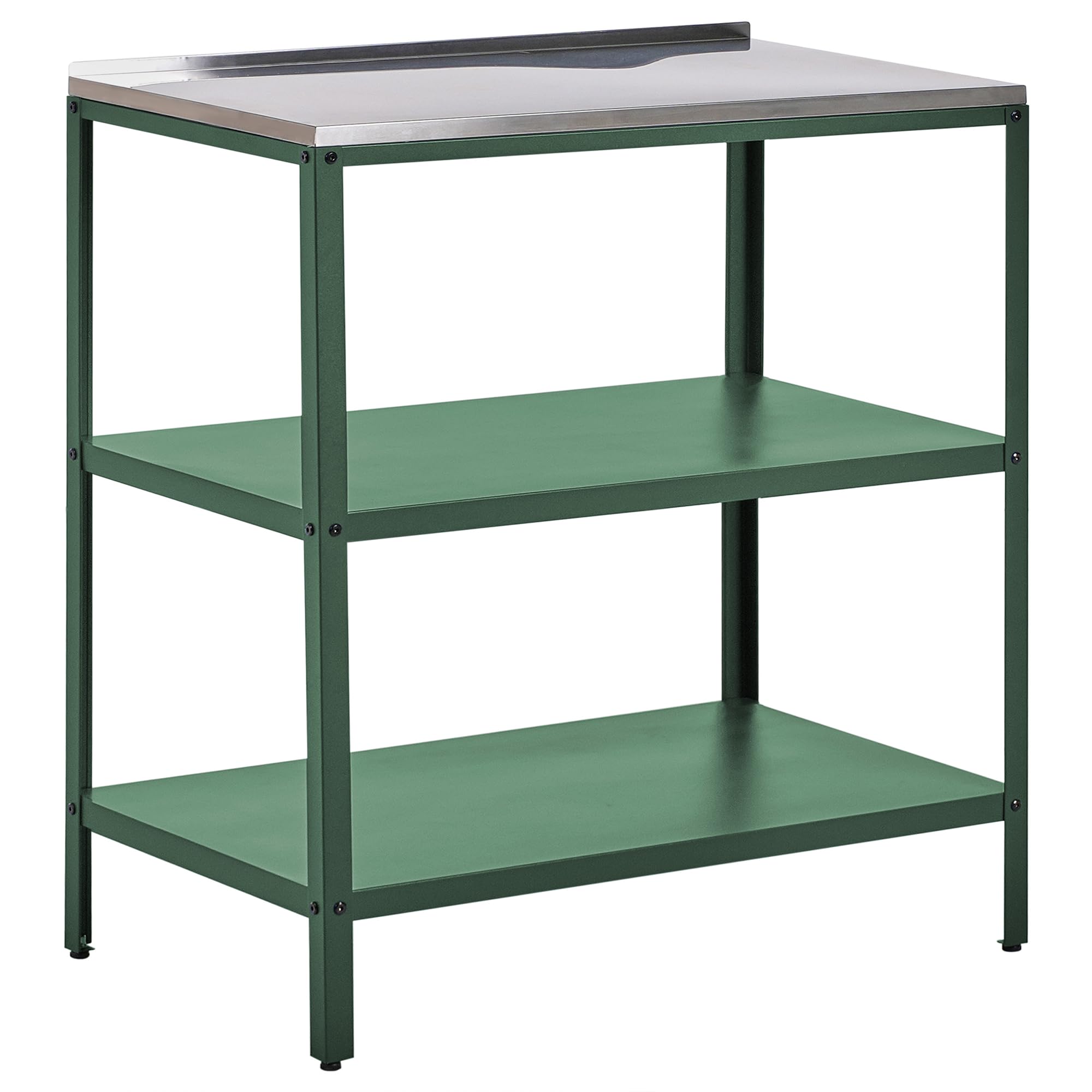 Beliani Conjunto de Cocina 2 Piezas de Exterior Acero Inoxidable Isla de Cocina y Armario con Fregadero Monomando Verde Vilama