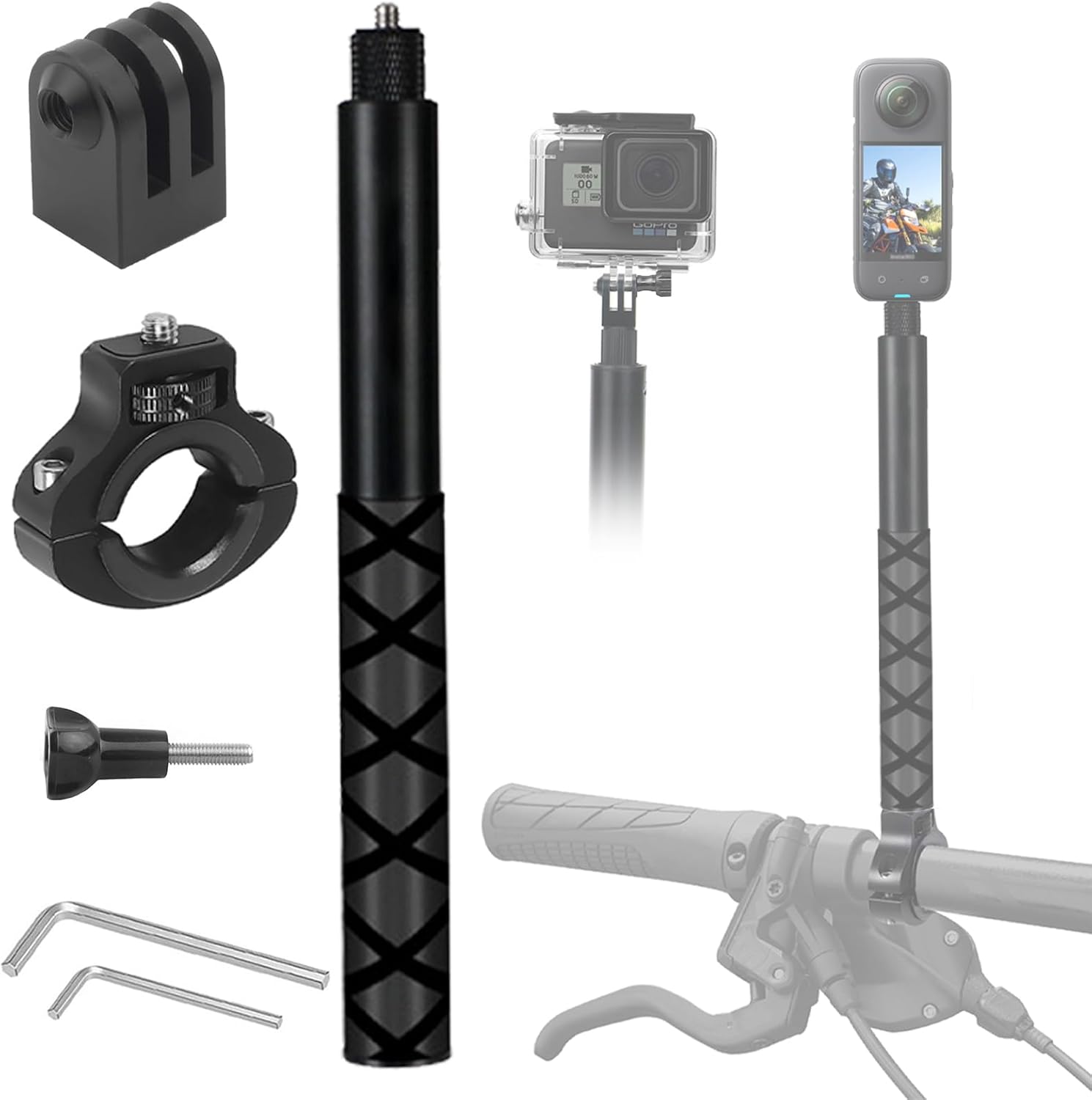Motorcycle Bike Handlebar Mount Selfie Stick for Gopro
