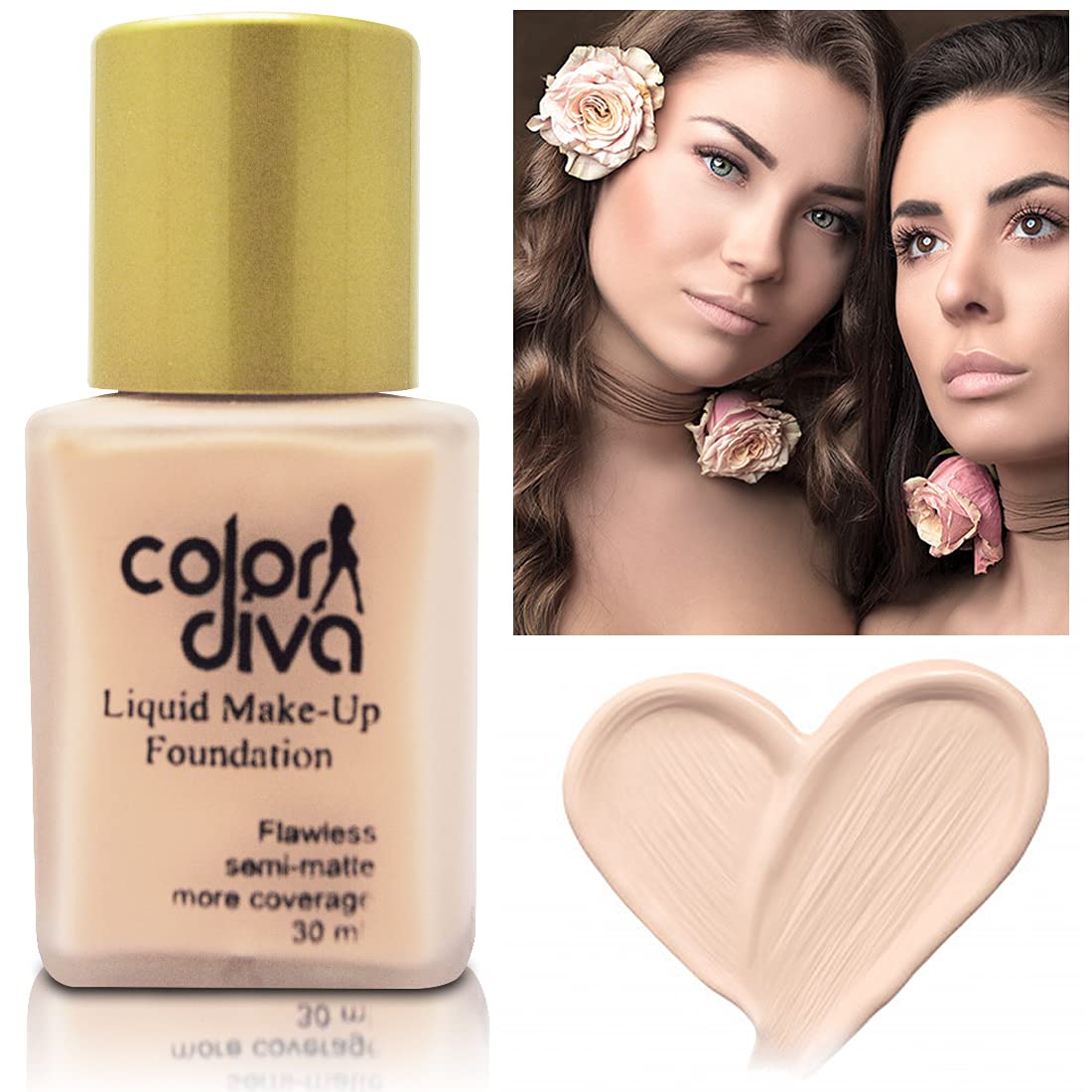 Color Diva Liquid Make-Up Foundation Flawless Semi-Matte, Ivory 103, 30ml