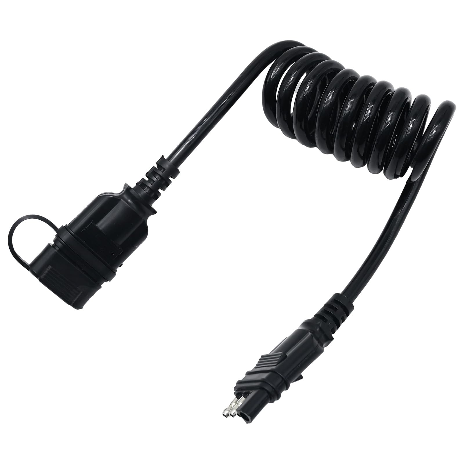 Saihisday 4 Way Flat Trailer Extension Coiled Cable 4 Feet Male and Female Wiring Harness Adapter Extension Wiring Cable with Dust Cover Plug & Play