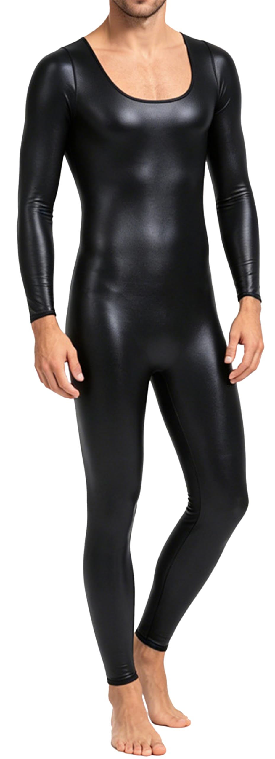 Jumpsuit Homme Body en Cuir Sexy Une Pièce Bodysuit Combinaison de Sport Catsuit Moulante Stretch Shapewear Costume de Fête Clubwear S-2XL