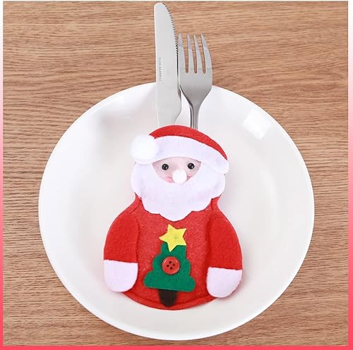 Miniatura 6 de 8 soportes de cubiertos de Navidad con renos de Papá Noel, bolsa para árbol de Navidad, restaurante, hotel, fiesta, festival, celebración,