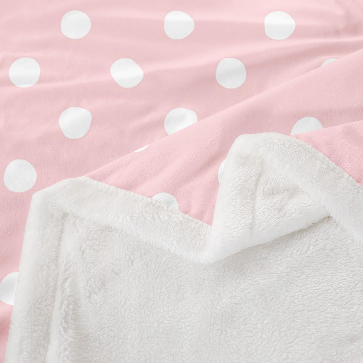 Manfei Polka Dot Throw Blanket Cute Simple Geometric Dots Fleece Blanket Pink White Cartoon Cozy Throws for Bed Couch Sofa,Kids Boys Girls Room Decor,Soft and Breathable(60 x 80 Inches)