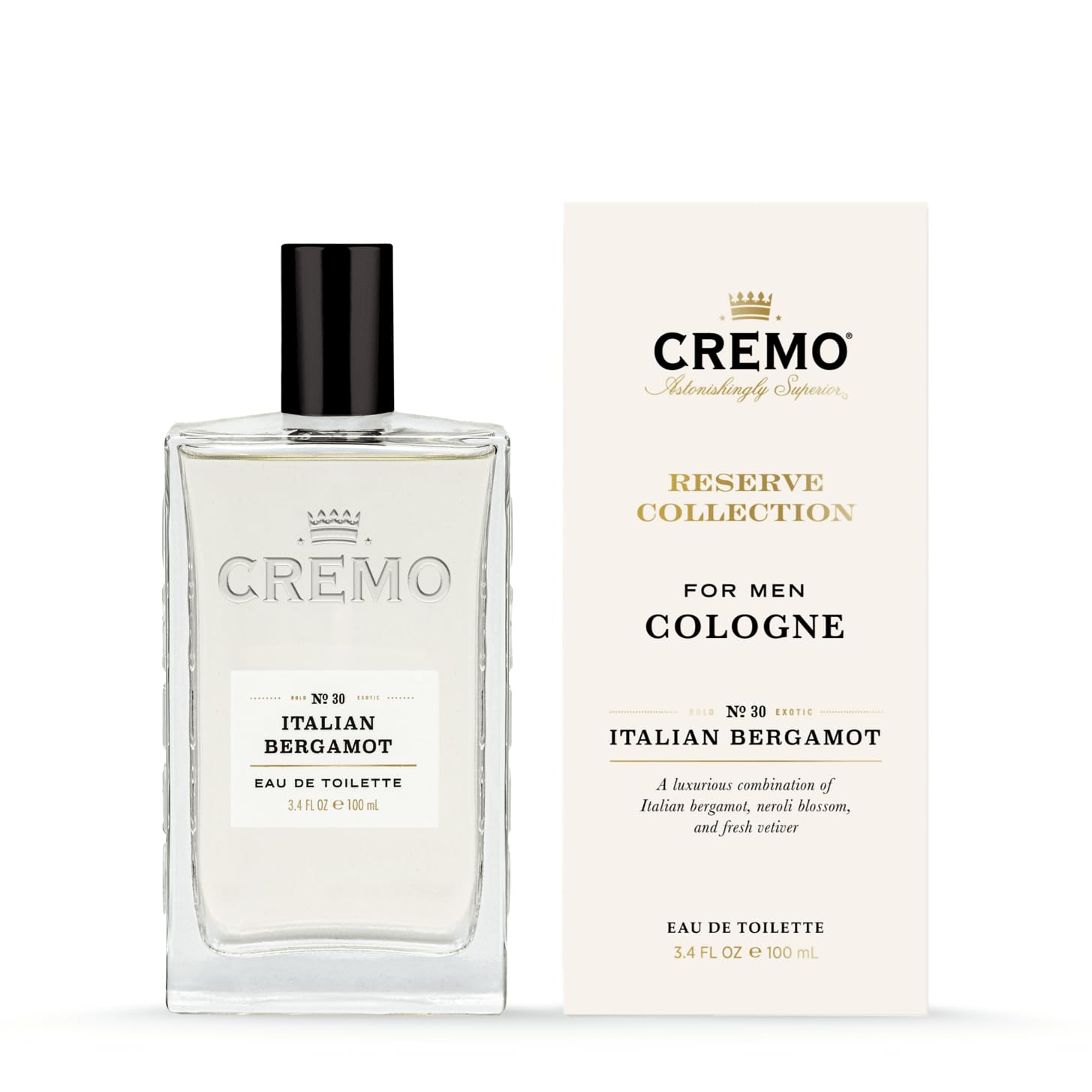 CREMO Italian Bergamot Eau de Toilette for Men - Bright & Citrusy - 100ml