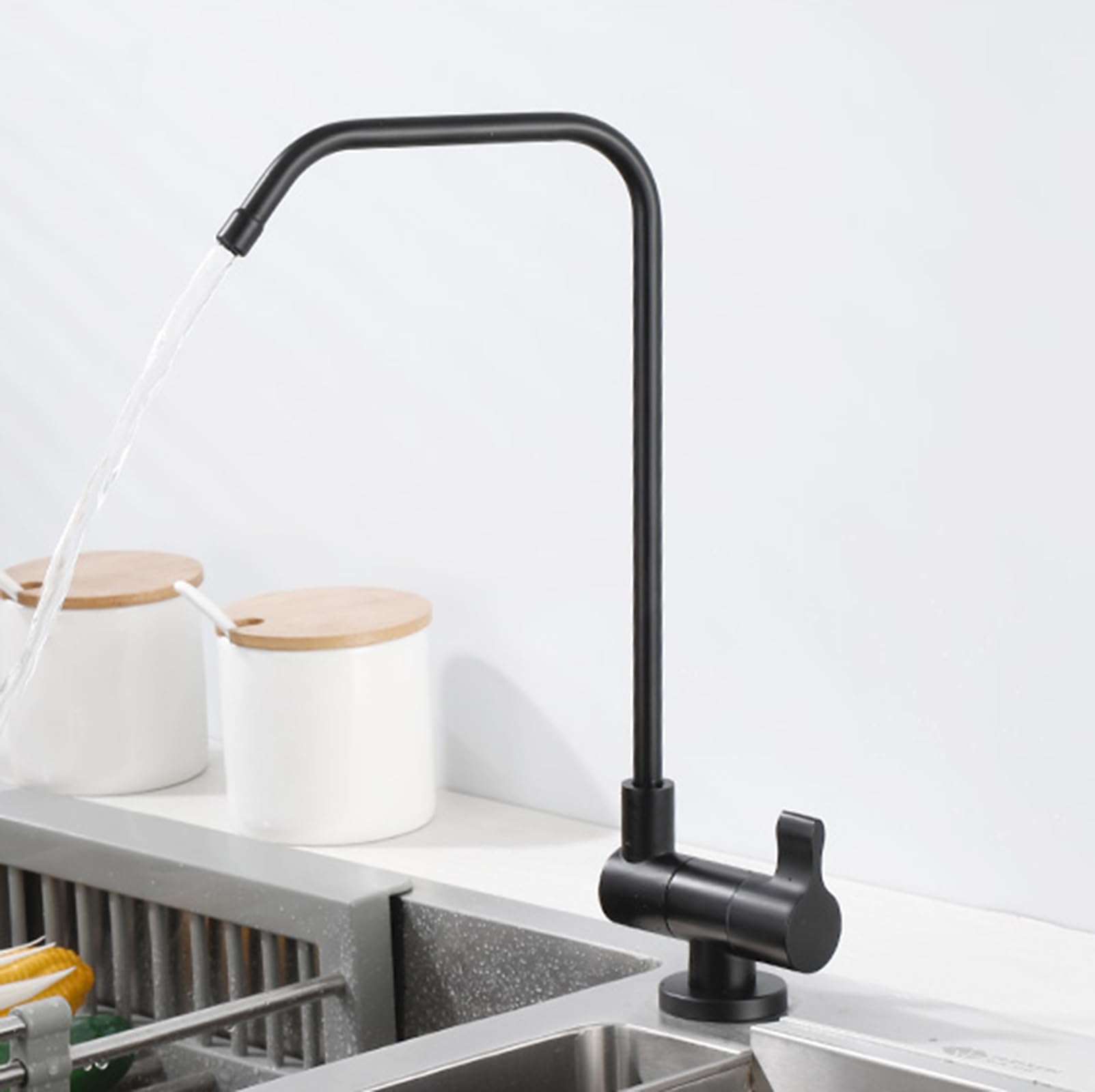 Faucet Grey Kitchen Sink Faucet with Single Handle Folding Filter Tap for Improved Water Quality and Convenience (Black A)