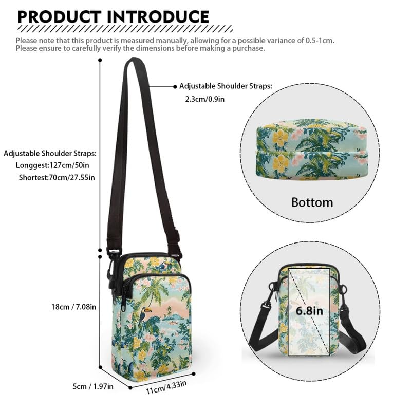 Image of Hawaiian Tribal Small Crossbody Bags for Women Cell Phone Bag Purse, Sea Turtle Zipper Sling Purses Shoulder Bag