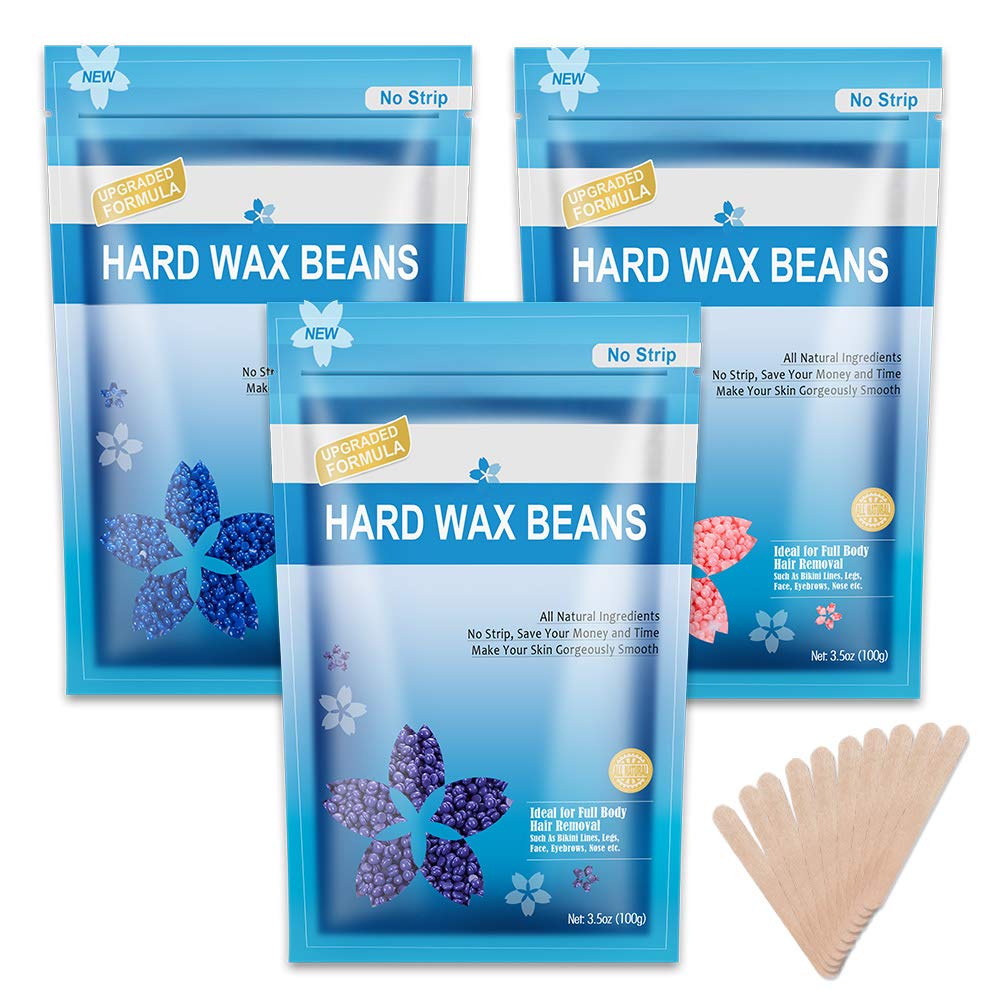10 Oz Hard Wax Beans Hair Removal Kit, Beautypure Hard Wax Kit Delilatory Wax Beads, Painless Hair Removal Wax Beans for Facial , Brazilian Bikini, Underarms, Back and Chest, Legs with 10 Wax Spatulas