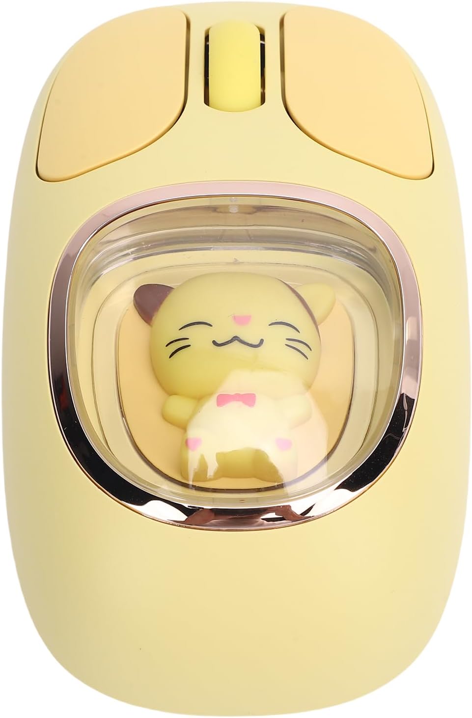 GOWENIC Wireless Mouse, Rechargeable Silent RGB Wireless Mouse with USB Receiver and Doll Style, for PC Laptop Tablet Gaming Working (Yellow)
