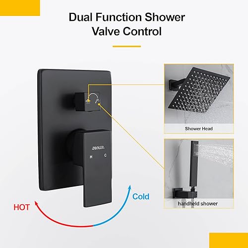 Miniatura 3 de Sistema de ducha con ducha de mano, juego de grifo de ducha de lluvia con cabezal de ducha de 10 pulgadas y sistema de ducha de mano montado