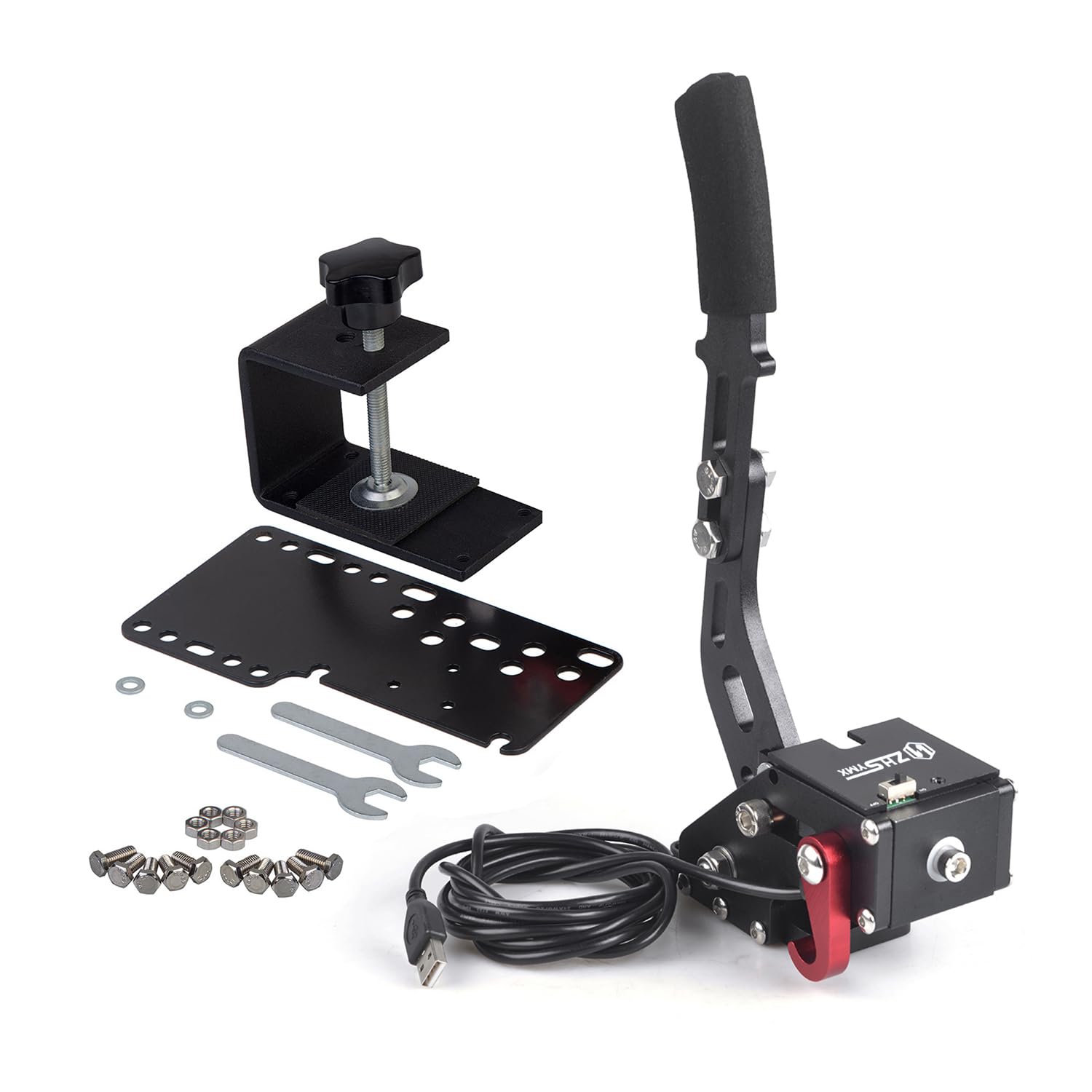 ZHSYMX USB Handbrake for Xbox Racing game, LOGITECH G920 for Xbox ONE/Xbox ONE S/XBOX ONE X and PC System Simulate Linear Handbrake Realize Switch Control With Plate and Fixing Clip（Both Xbox and PC）
