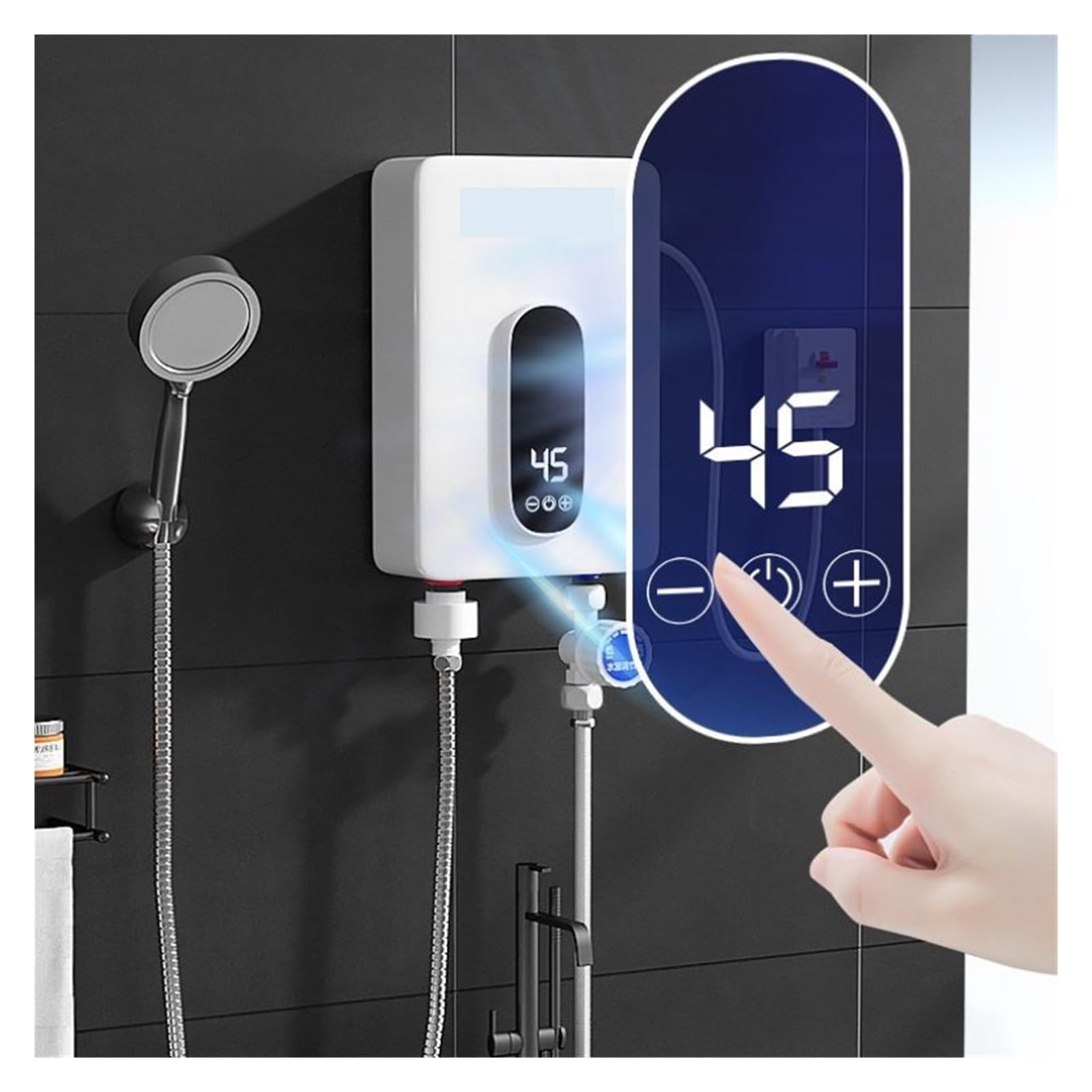 Natychmiastowy podgrzewacz wody, Podgrzewacz Ciepłej Wody 5500W Natychmiastowy Bezzbiornikowy Termostat Nagrzewnica Indukcyjna Smart Touch Grzejniki Elektryczne Prysznic Automatica