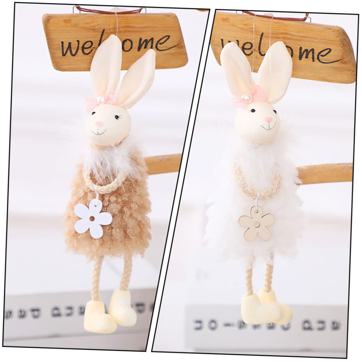 VICASKY Lot de 3 pendentifs en forme de lapin de Pâques - Décoration murale - Cadeaux d'invités pour Pâques - Décoration de lapin pour la porte de Pâques - Accessoires pour cochons d'Inde - Décoration