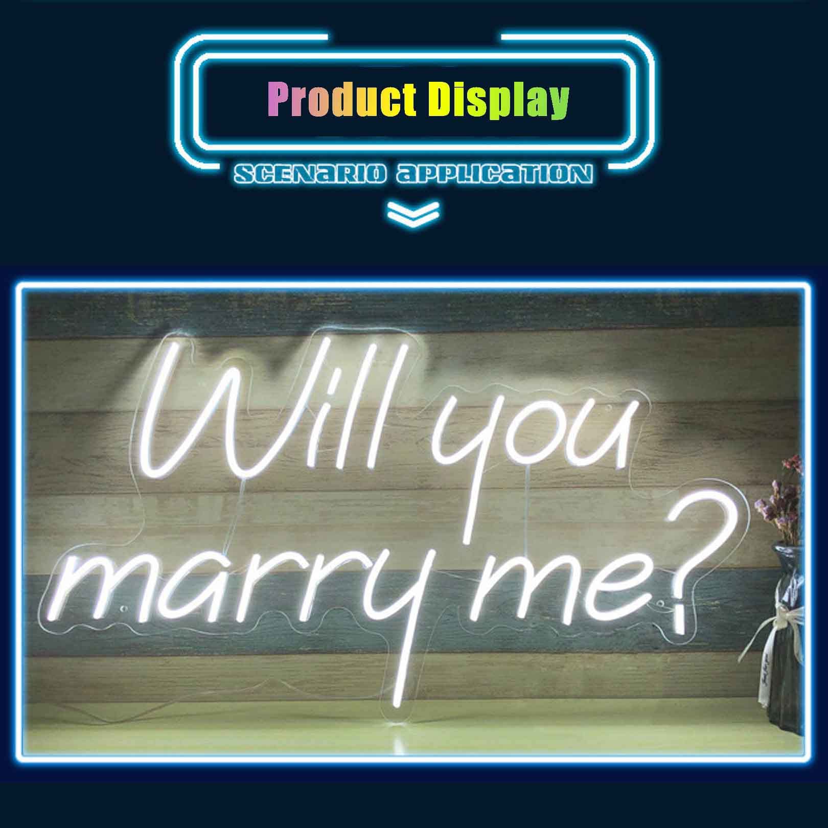 Neonlicht Will You Marry Me Neon Sign, Acryl Witte LED-neonverlichting voor huwelijksaanzoek Decoratie LED-neonverlichting (Kleur: B