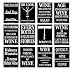 American Art Classics Set of 12 Black and White Funny Wine Bottle Labels - 5 Inch X 4 Inch