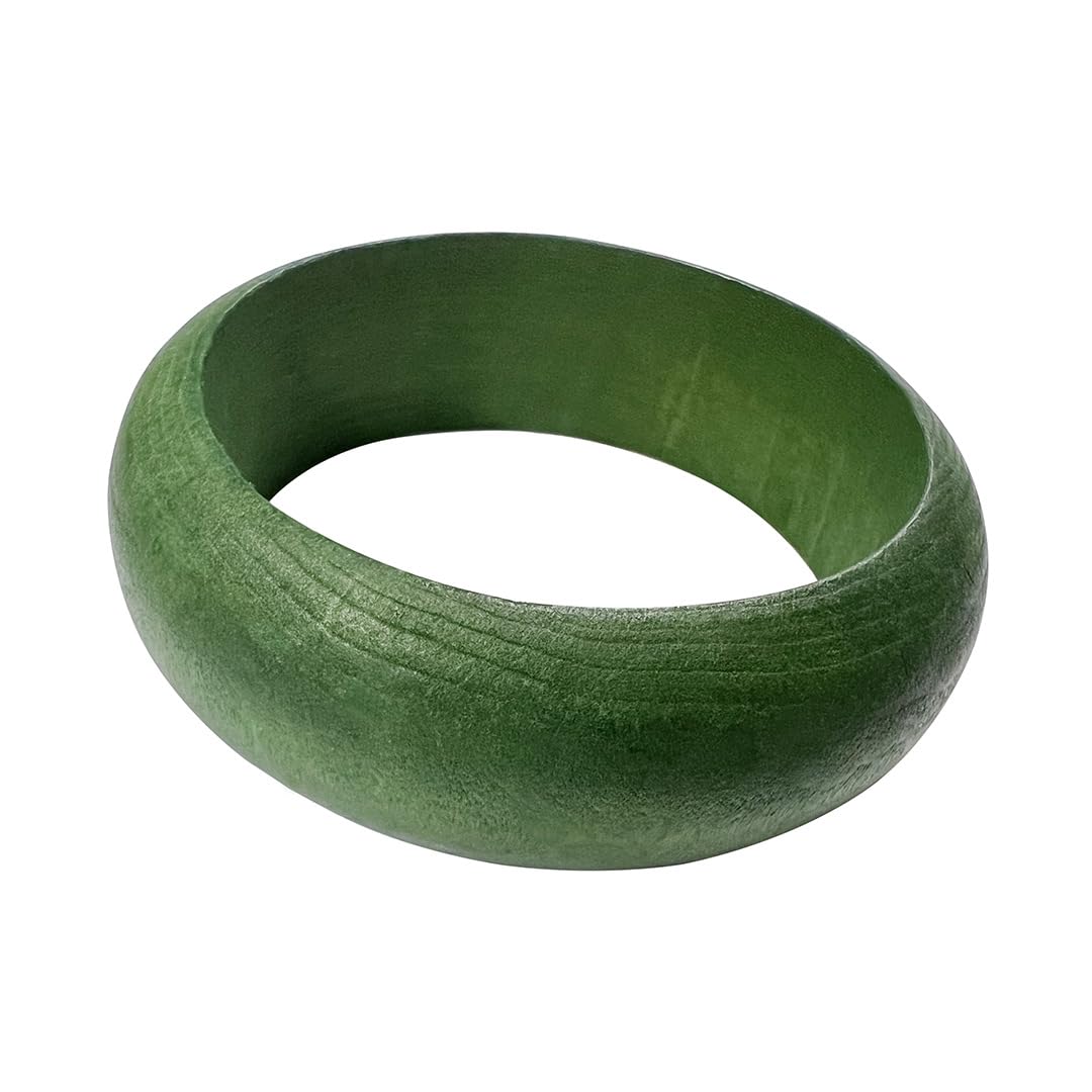 CaiyaoBoho Wooden Bracelet Multi-Colored Wide Chunky Bangle Bohemian Jewelry Wood Wristband for Women-Green