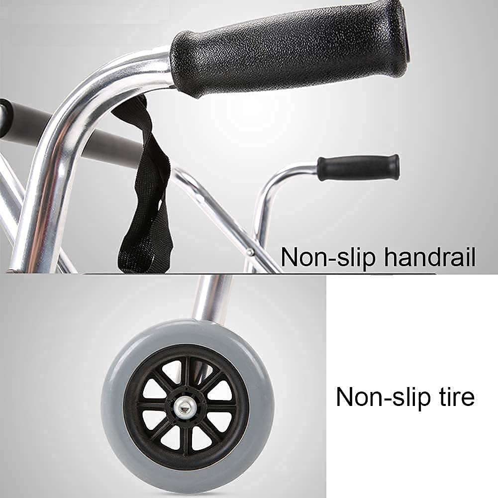 Andador Plegable para Ancianos, Andador de 2 Ruedas con Asiento Acolchado, Asas ergonómicas, Tapa, Asiento de Ayuda para la Movilidad