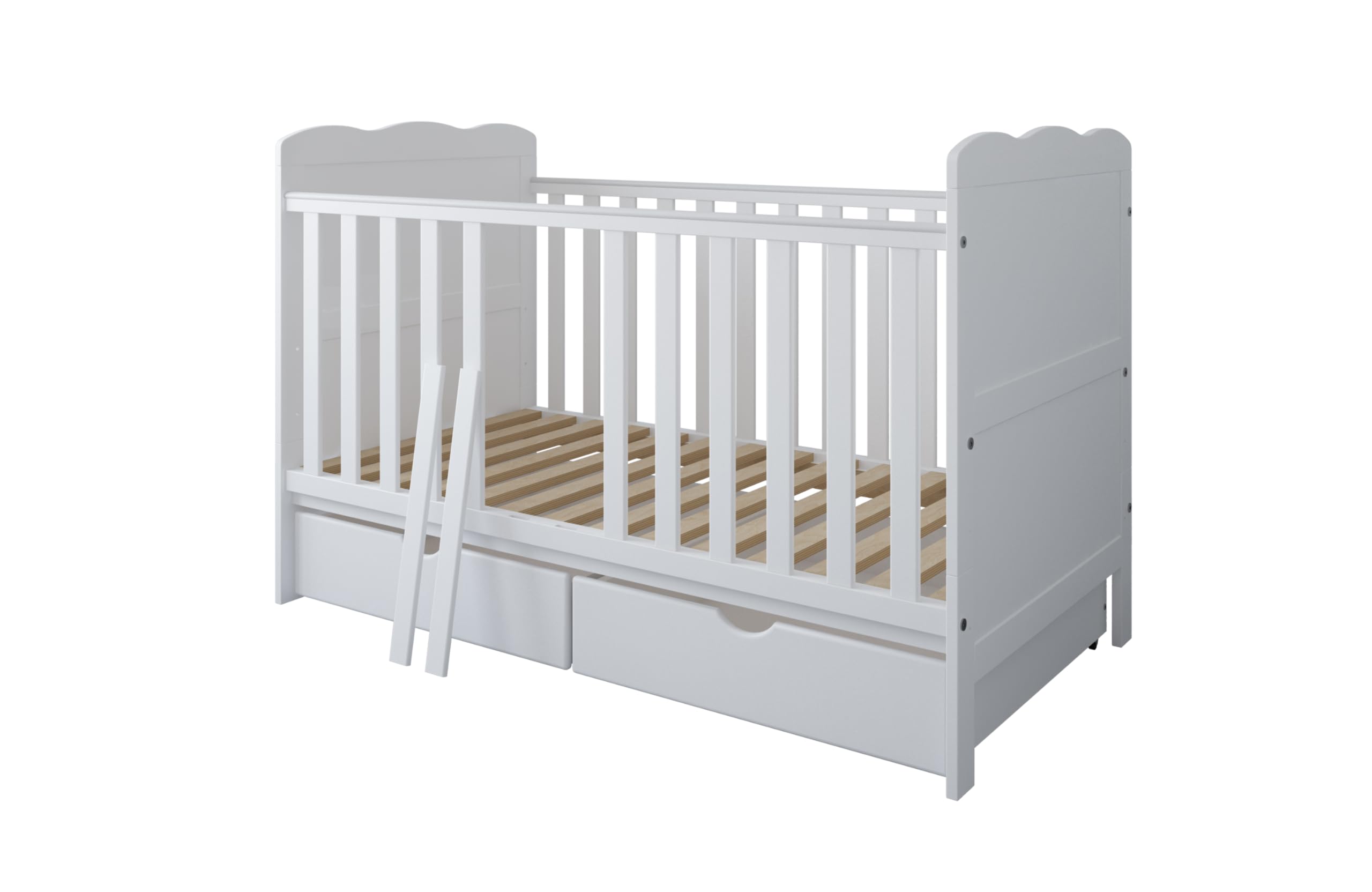 zee Cuna Bebé Blanca 140x70 Isabel 2 en 1 con Cajones