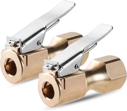 CZC AUTO Portabrocas de aire de latón resistente, portabrocas recto de flujo abierto con clip de bloqueo, portabrocas de neumático FNPT de 1/4