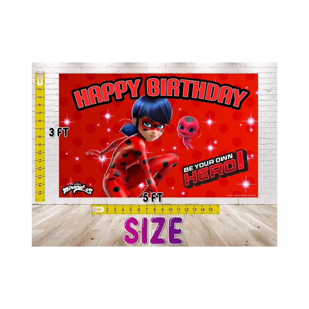 Miraculous Ladybug Birthday Party Backdrop - Cartoon Algeria | Ubuy