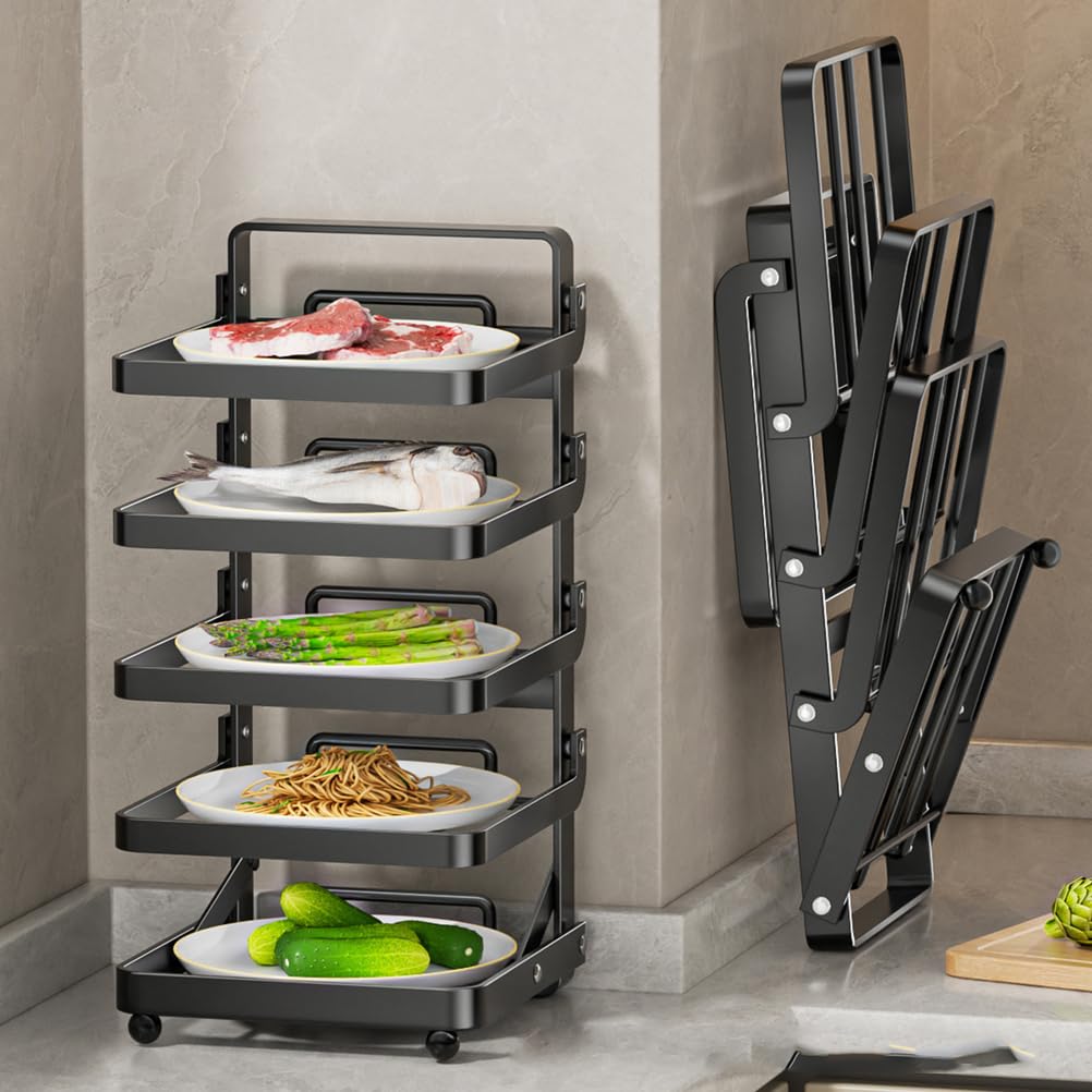 Gewürzregal Stehend, Küchenregal mit 4 Ebenen aus Metall, klappbar und dauerhaft, für Arbeitsplatte, Küche, Bad,Weiß,4 Floors
