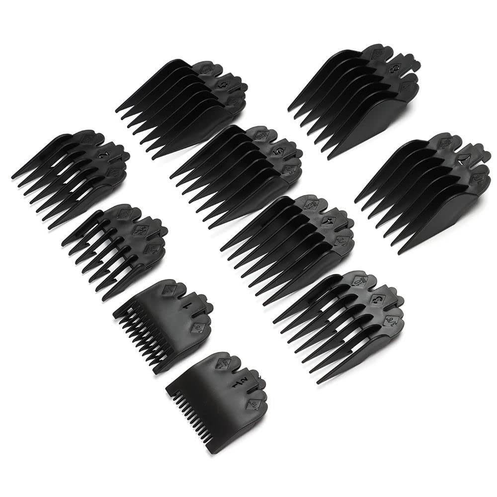 gofidin 10Pcs/Set Hair Clipper Combs Guide Kit 1.5-25mm Plastic Hair Trimmer Guards Barber Replacement Parts Universal Hair Salon Tool