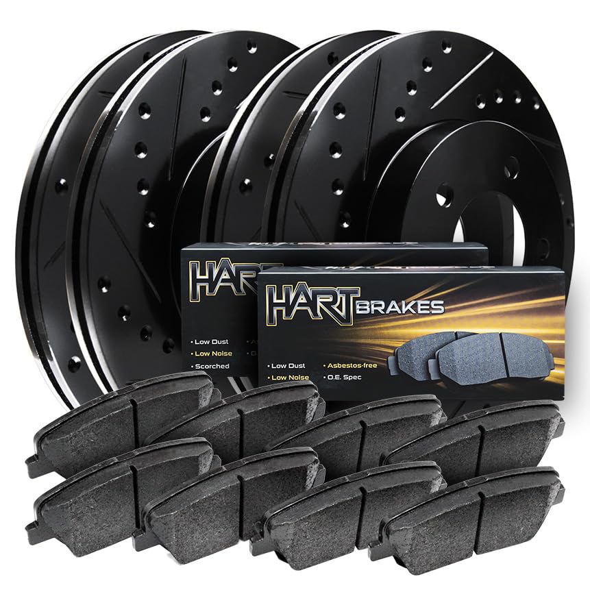 Hart Brakes Front Rear Brakes and Rotors Kit |Front Rear Brake Pads| Brake Rotors and Pads| Ceramic Brake Pads and Rotors |fits 2013-2021 INFINITI JX35, QX60; Nissan Murano, Pathfinder