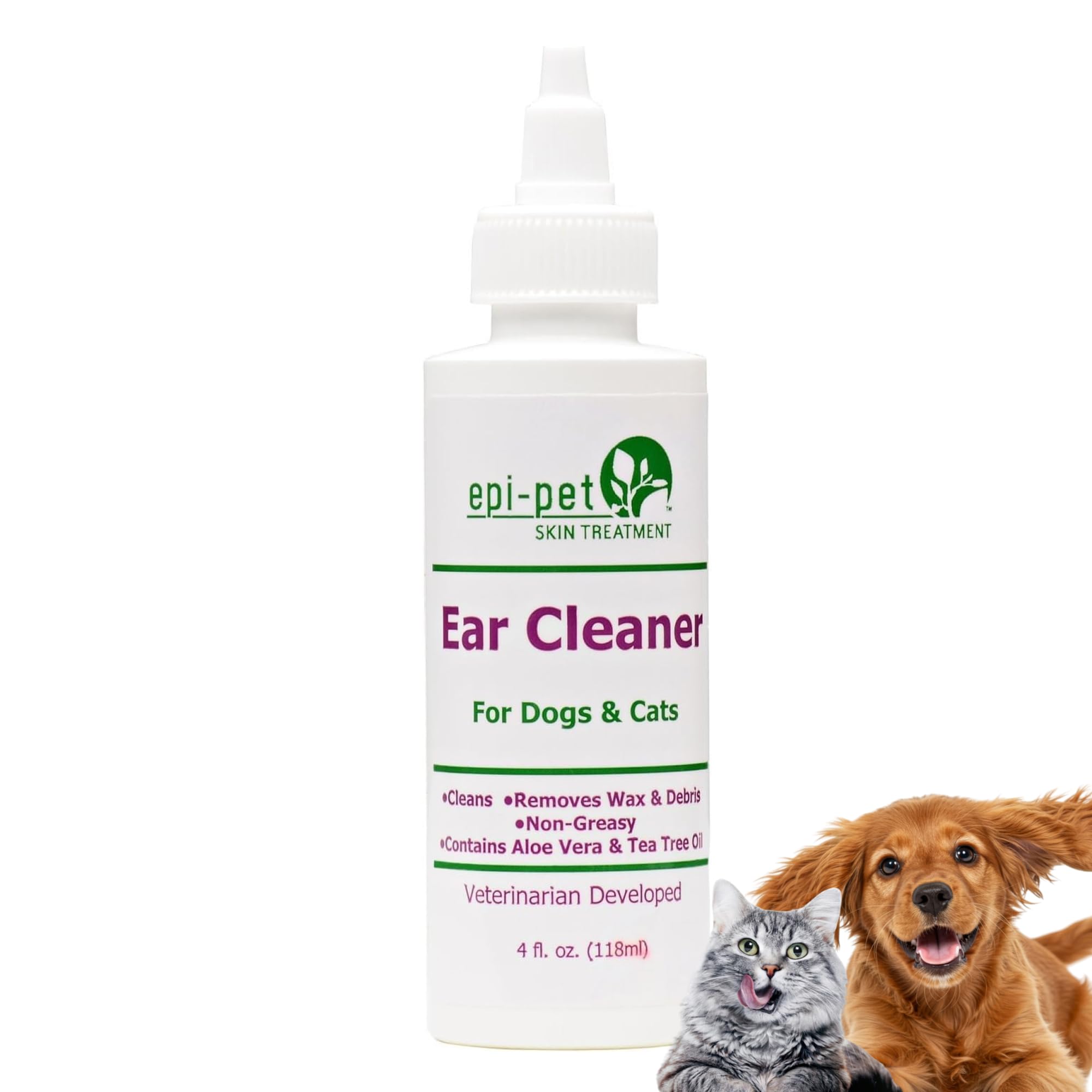 Epi-Pet Ear Cleaner for Dogs & Cats – Vet-Approved Ear Wash for Itchy, Smelly, Dirty Ears – Gentle, Alcohol-Free Formula – Removes Wax, Debris & Odor – Daily Ear Care for Pets – 4 oz