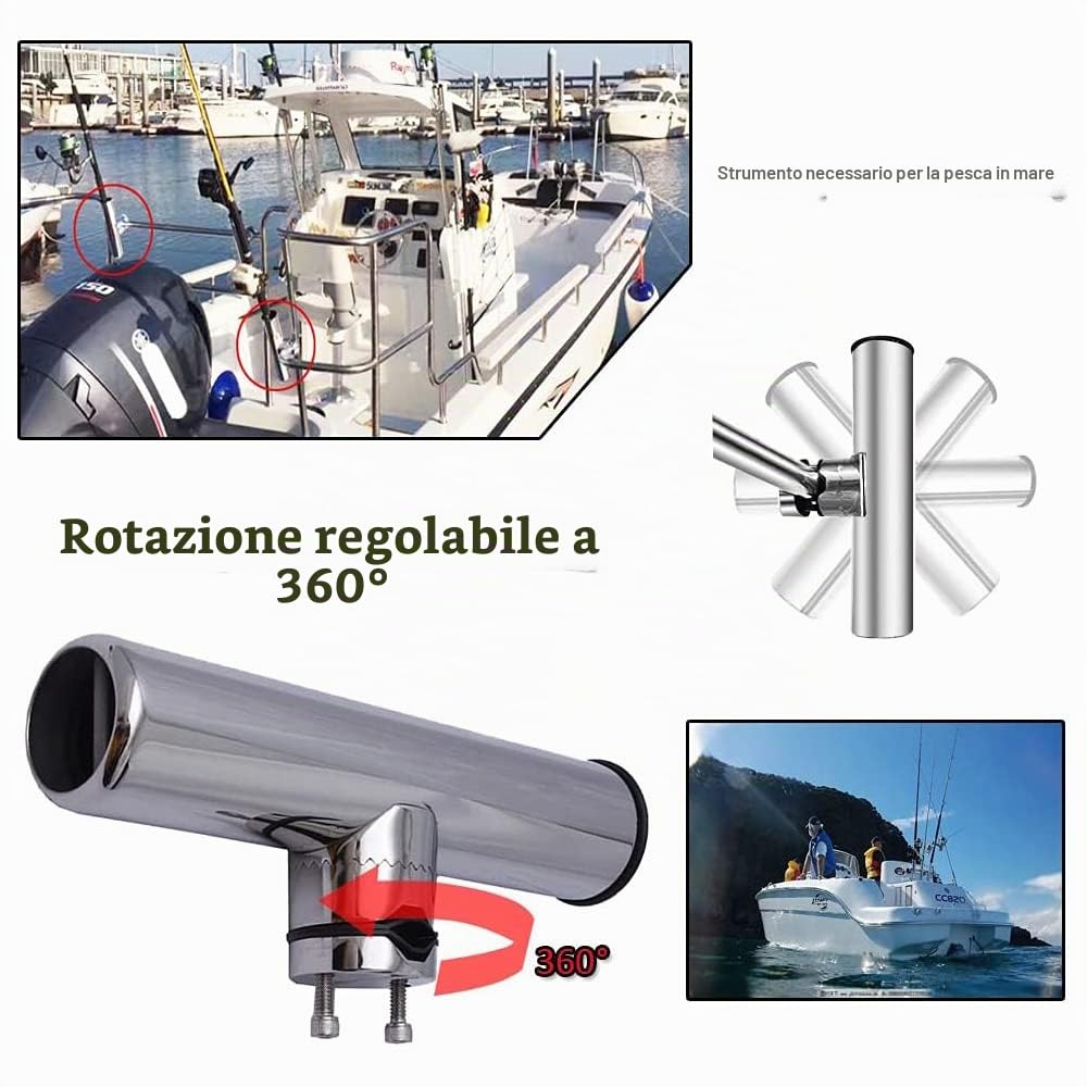 AMYSPORTS Supporti di pesce Morsetto inossidabile Morsetti Supporto per canne da pesca per binari da 3/4 "a 1" da 19 mm a 25 mm (chiave gratuita inclusa)
