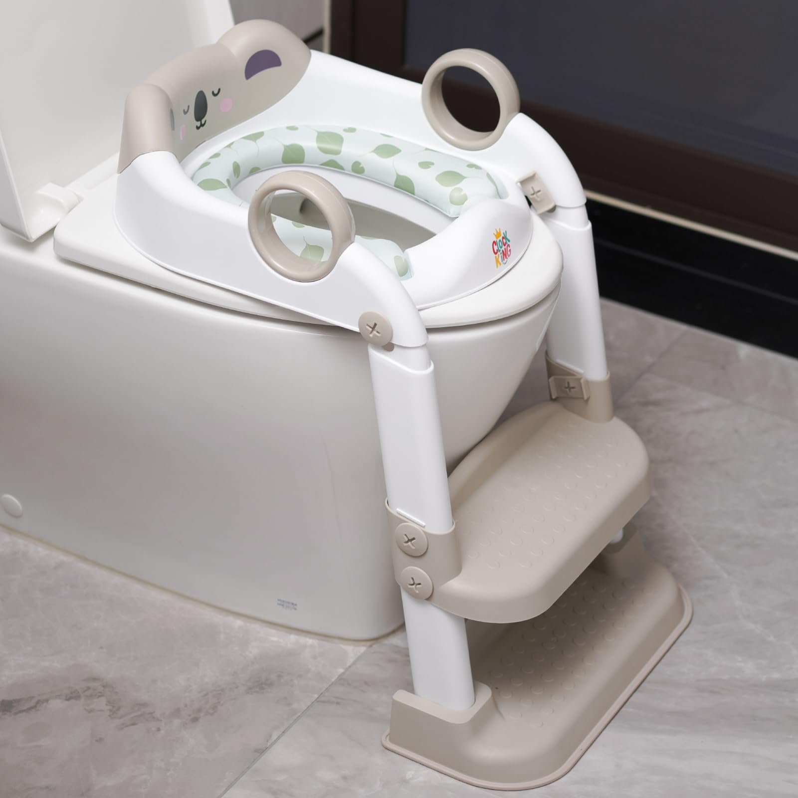 Asiento de entrenamiento para ir al baño, bonito diseño de koala, asiento de inodoro plegable con cojín suave, adecuado tanto para niños como para niñas, con protector contra salpicaduras