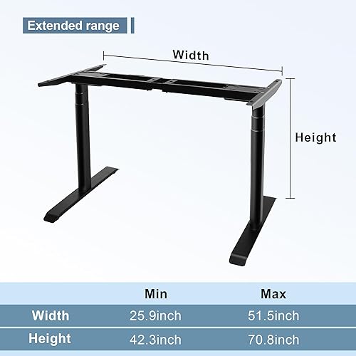 Miniatura 3 de Fromann Marco de escritorio eléctrico de 3 niveles con patas ovaladas de doble motor, altura ajustable, con puertos USB A+ C, resistente 300 libras,