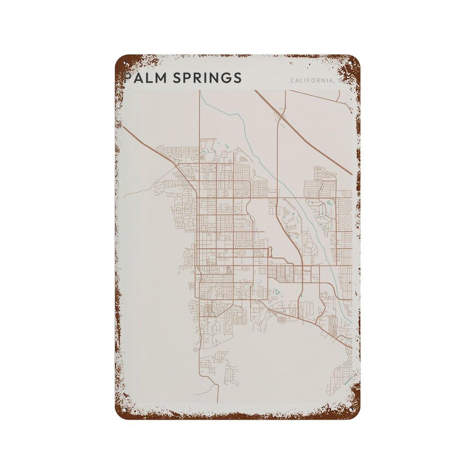 xiaoxiaoshen Palm Springs Map California Travel Gift Farmhouse Decor Wall Decor Art Metal Tin Poster Modern Home Decor Art Home Bar Shop Decorations Vintage Sign 30x20cm