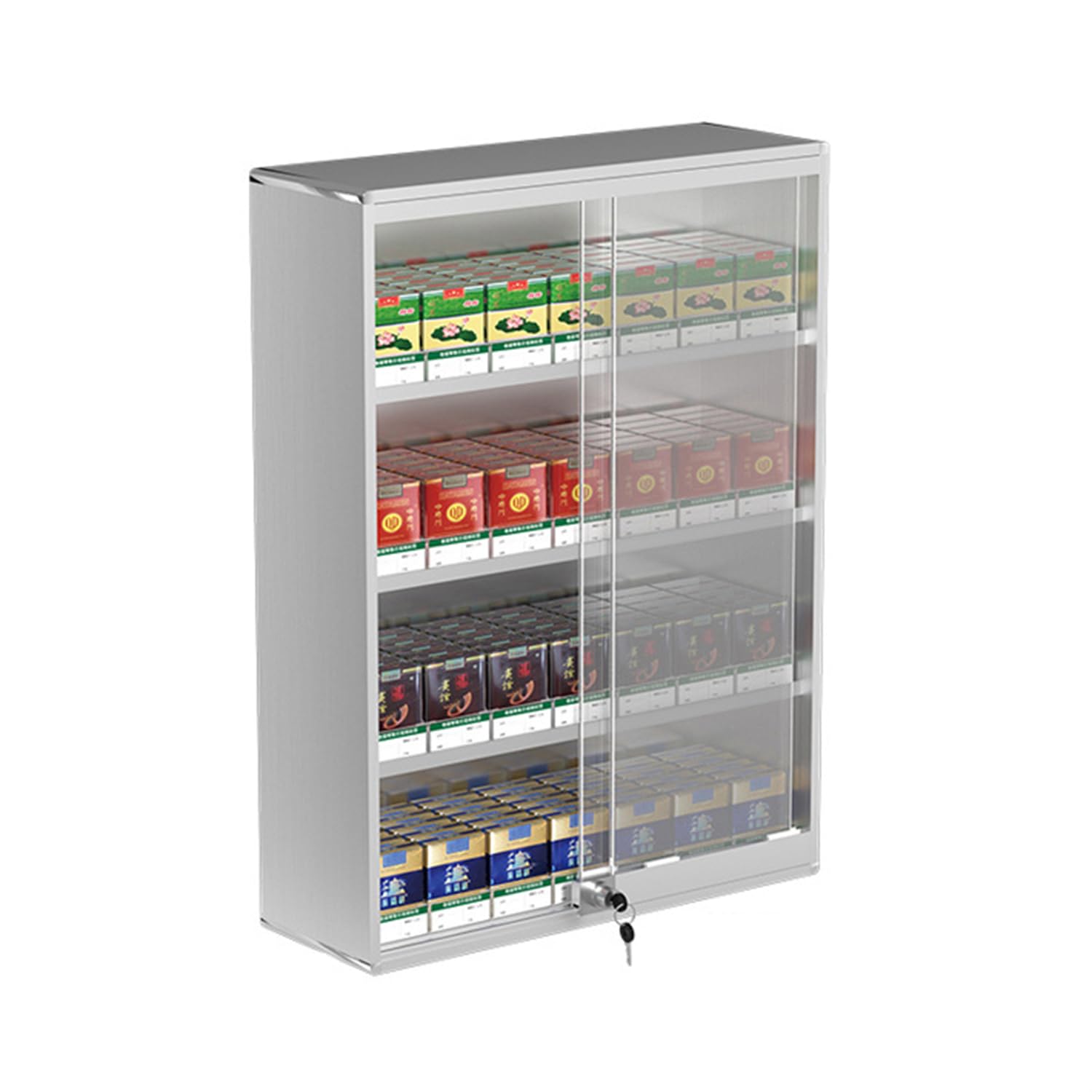 ZMJGLL Wall Mounted Cigarette Display Rack with Lock, Automatic Pusher for Supermarket and Convenience Store Organization. Saving Counter Space (4 Tier 7 columns)