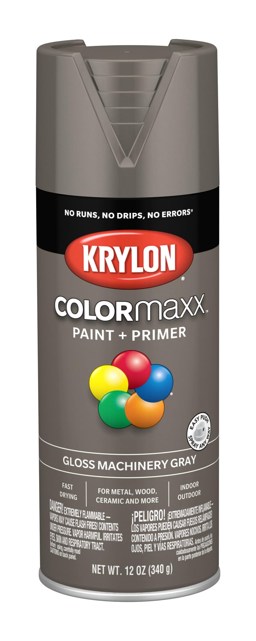 Krylon Colormaxx Gloss Spray Paint &amp; Primer, Machinery Gray - 1 Each