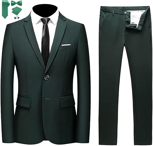 MOGU Mens 2 Piece Suit Slim Fit Tuxedo for Groomsmen Business Wedding Party (Sui