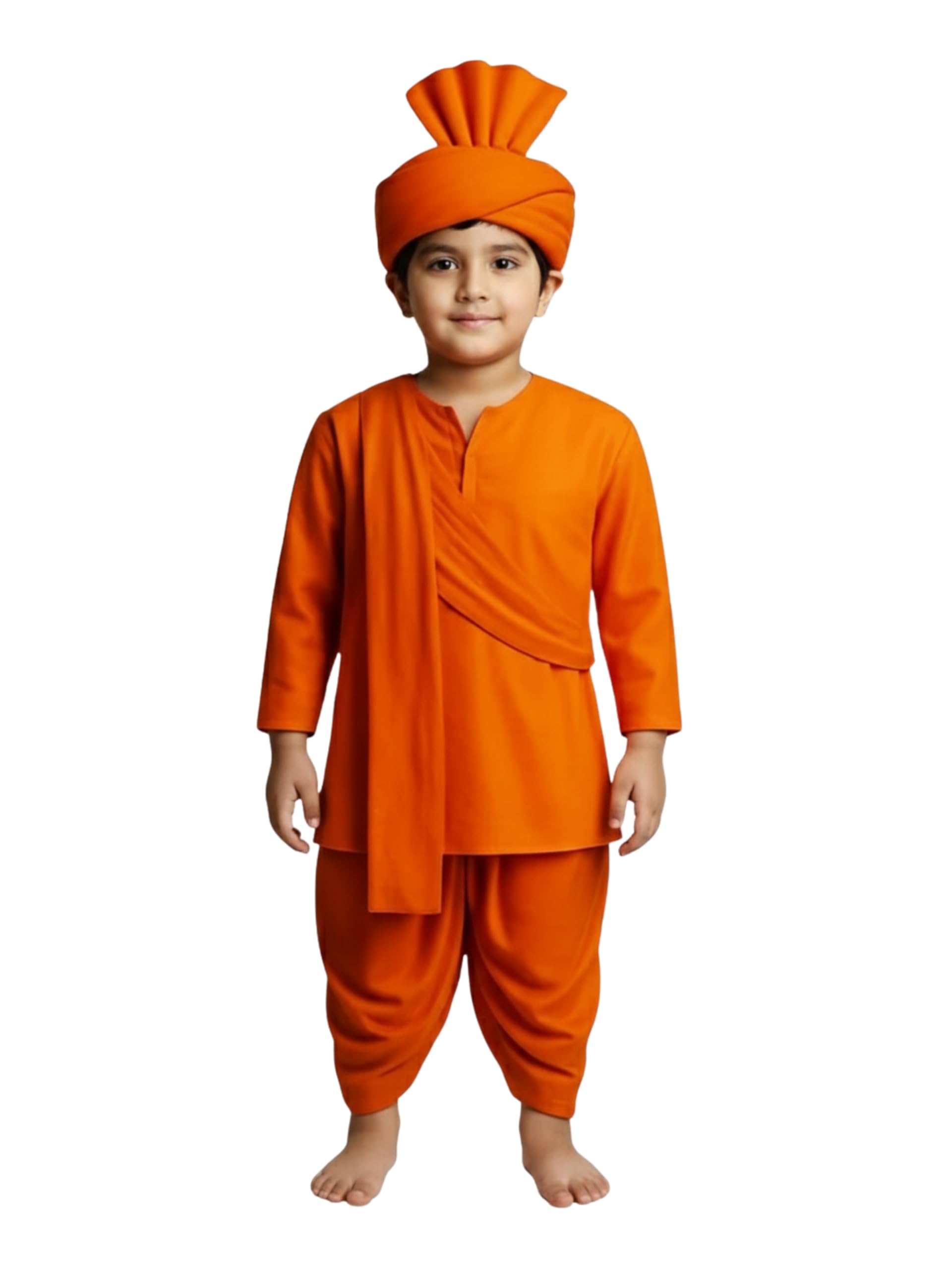 Swami Vivekananda Costume for Kids, Orange Kurta Dhoti Dress with Pagdi, Fancy Dress for Annual Functions, School Events, Independence Day & Cultural Programs-image-20