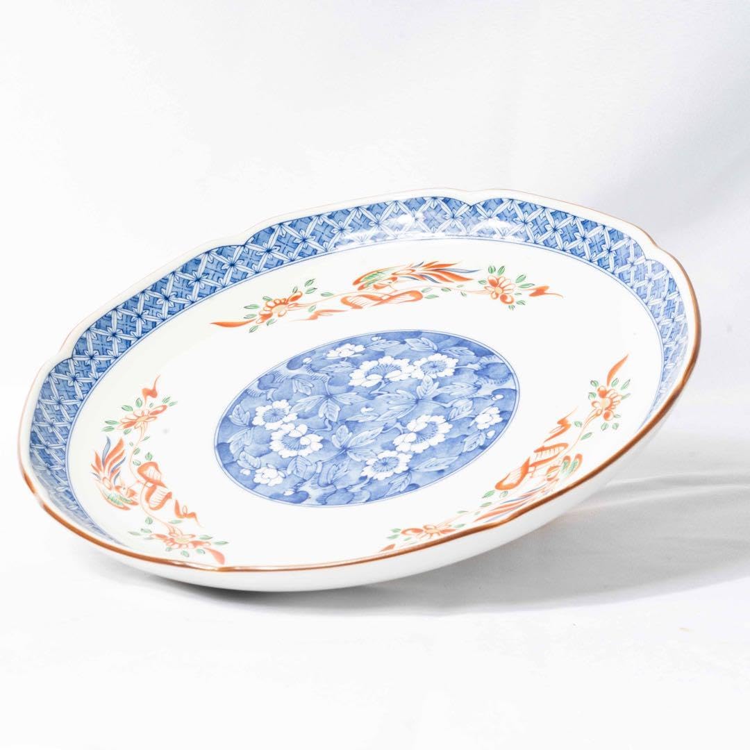 有田焼 南風窯 大鉢 染赤絵花鳥 32大皿