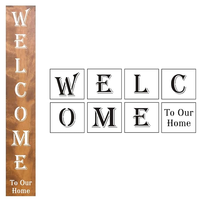 Buy Large Sign Stencils Vertical 8 Pack Stencil Templates for Painting on Wood