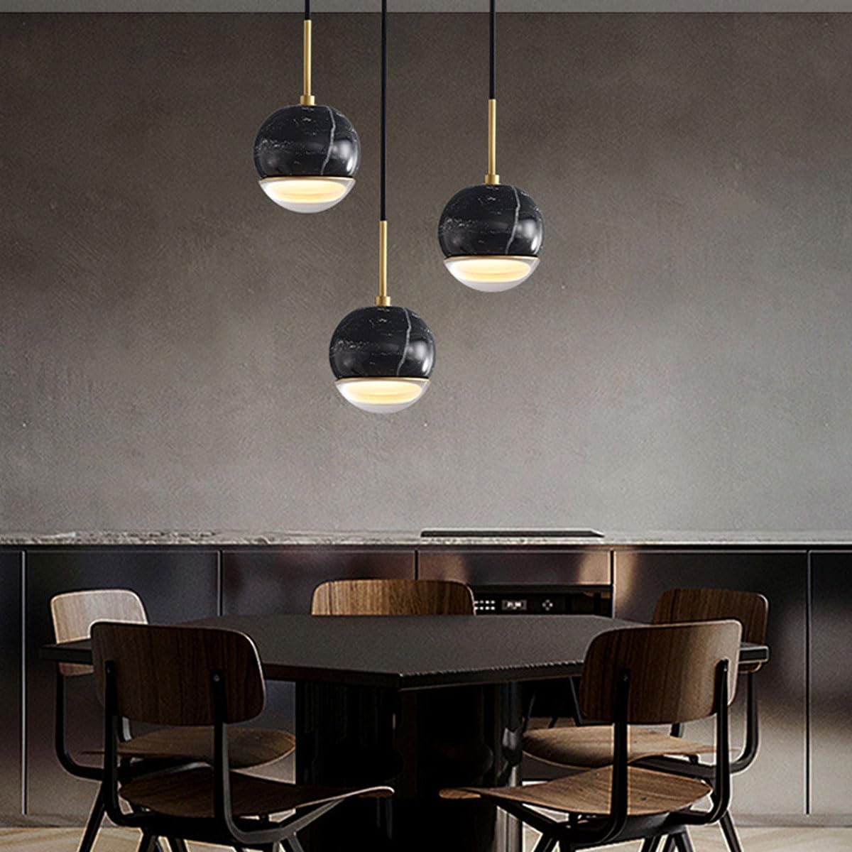 Nowoczesna i prosta lampa wisząca do łóżka w pomieszczeniach, miedź i marmur, lampa wisząca w salonie, ściana w kształcie kuli, żyrandol nadaje się do restauracji i baru