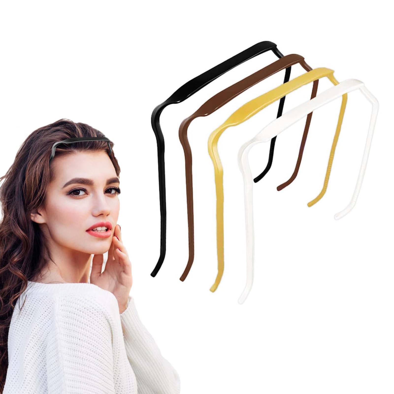 e-Paradise 4pcs Curly Thick Hair Large Headbands, Sunglasses Inspired Design, Invisible Hair Hoop for Women & Men, Unisex Sporty Wavy Hairstyle Fixing Hoop, Square Headband