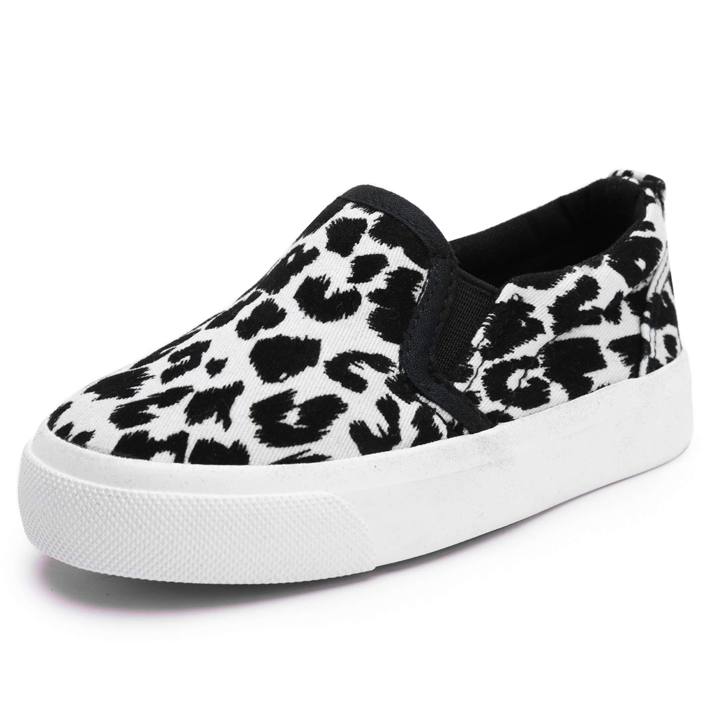 Boy's Girl's Canvas Sneakers Casual Leopard Print Slip-on Loafer Shoes Flats（Toddler/Little Kid）